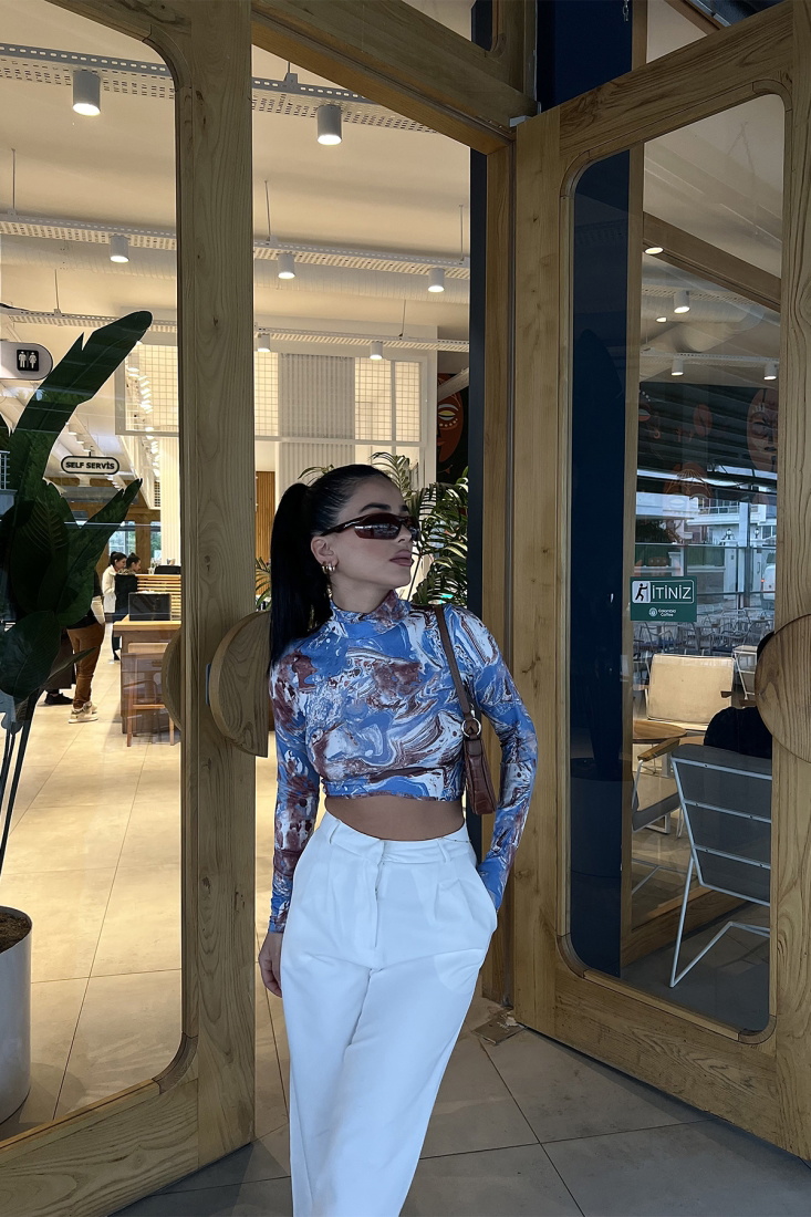 Mavi Batik Desen Crop Top ATE3002 - EYYO