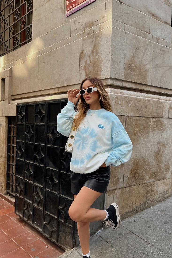 Mavi Batik Desen Sweat ATE2306 - EYYO