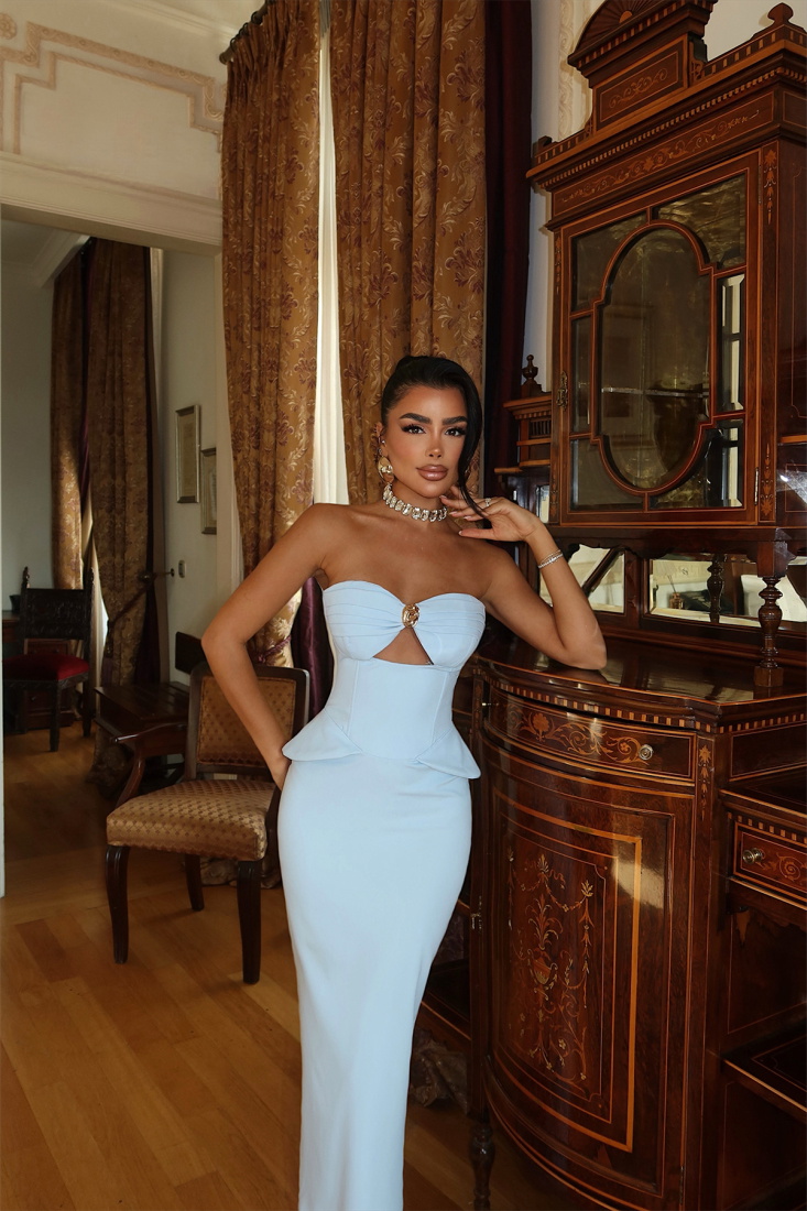 Mavi Soho Korse Detaylı Uzun Elbise ATE-3203 - EYYO