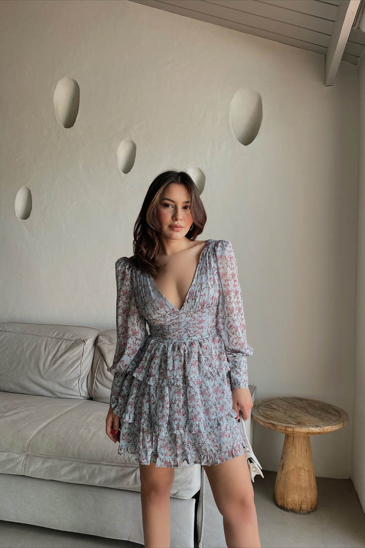 Aurora Çiçekli Kat Elbise ATE215 - EYYO