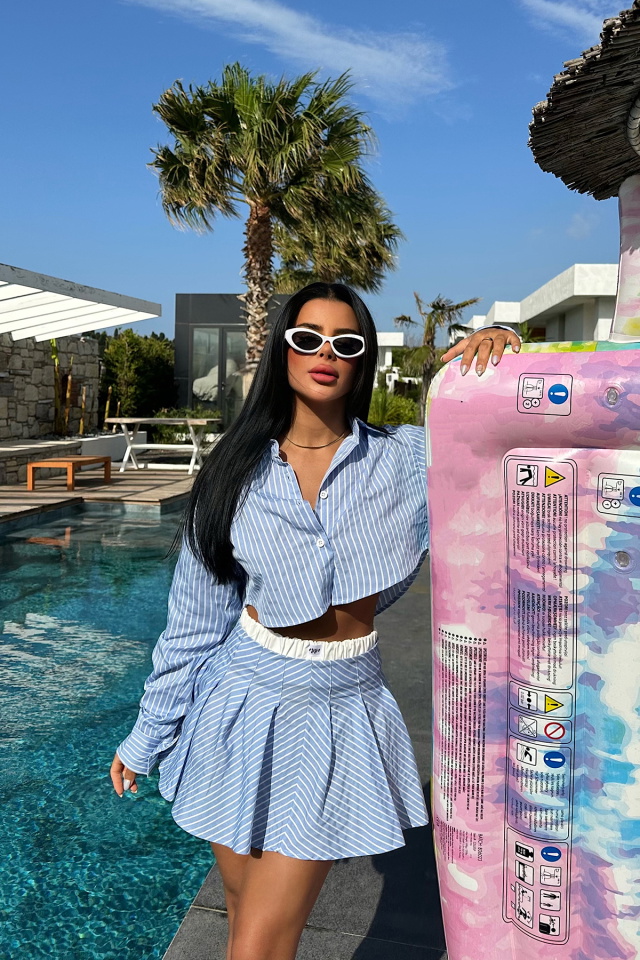 Mavi Camile Çizgili Takım ATE-1005 - 5