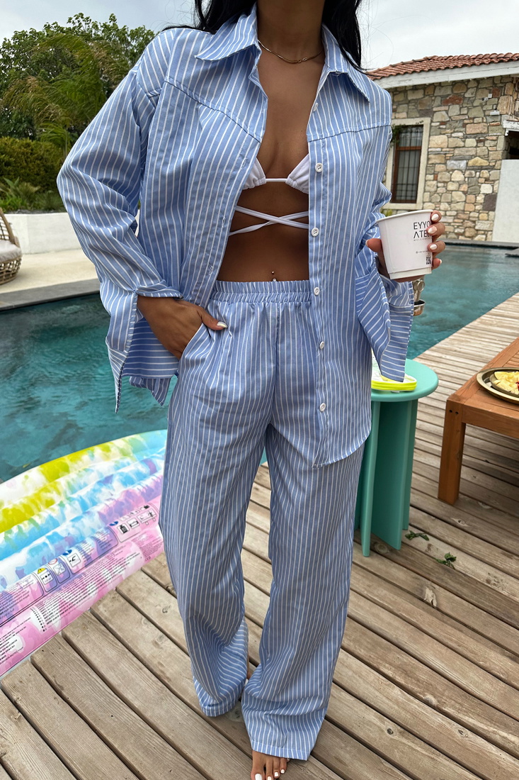 Mavi Zoe Çizgili Takım ATE-1009 - EYYO