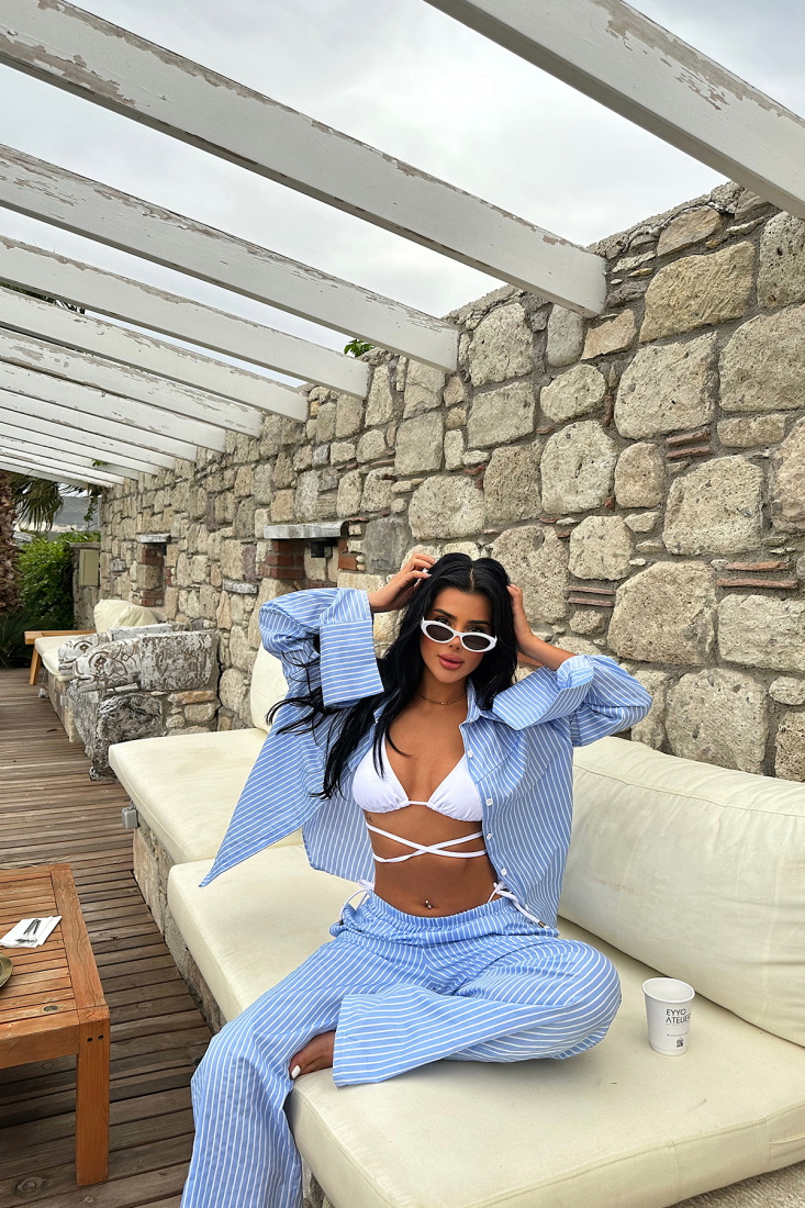 Mavi Zoe Çizgili Takım ATE-1009 - EYYO