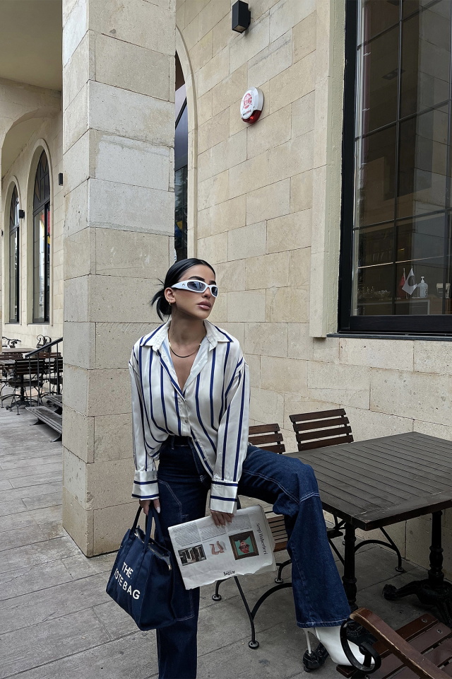 Mavi Dikey Çizgili Gömlek ATE3542 - 3