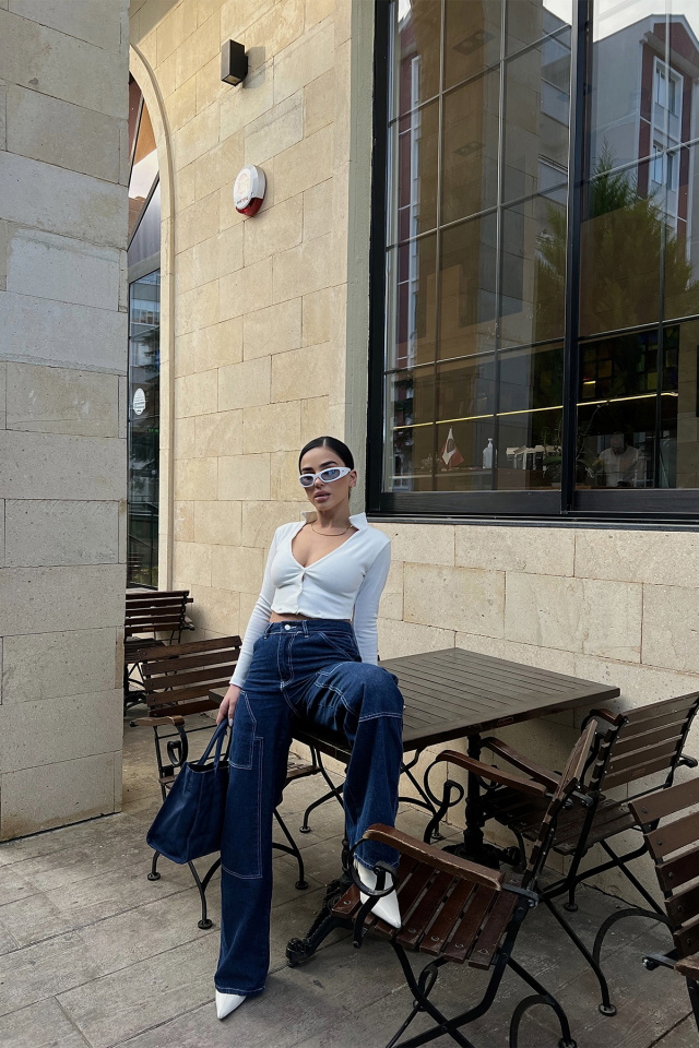 Mavi Dikiş Detay Jean ATE3687 - 5