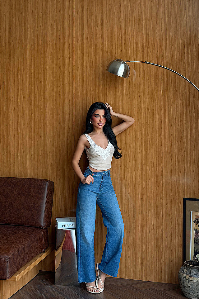 Mavi Düğme Detay Yüksek Bel Jean ATE-5324 - 2