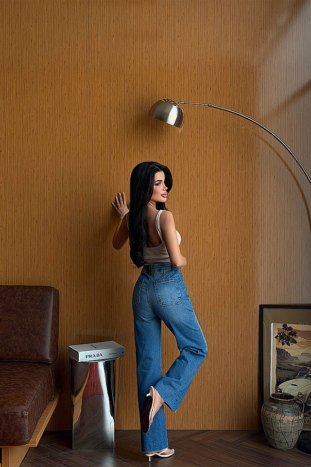 Mavi Düğme Detay Yüksek Bel Jean ATE-5324 - 4