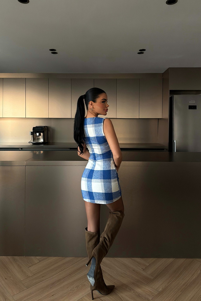 Mavi Vera Ekose Elbise ATE-4389 - 4