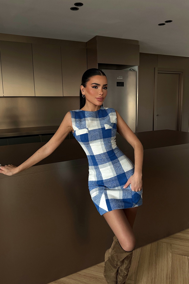 Mavi Vera Ekose Elbise ATE-4389 - 2