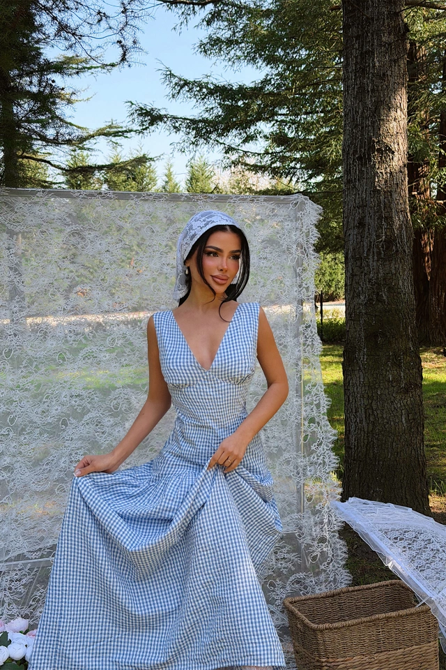 Mavi Plaid Elbise ATE-4932 - 4