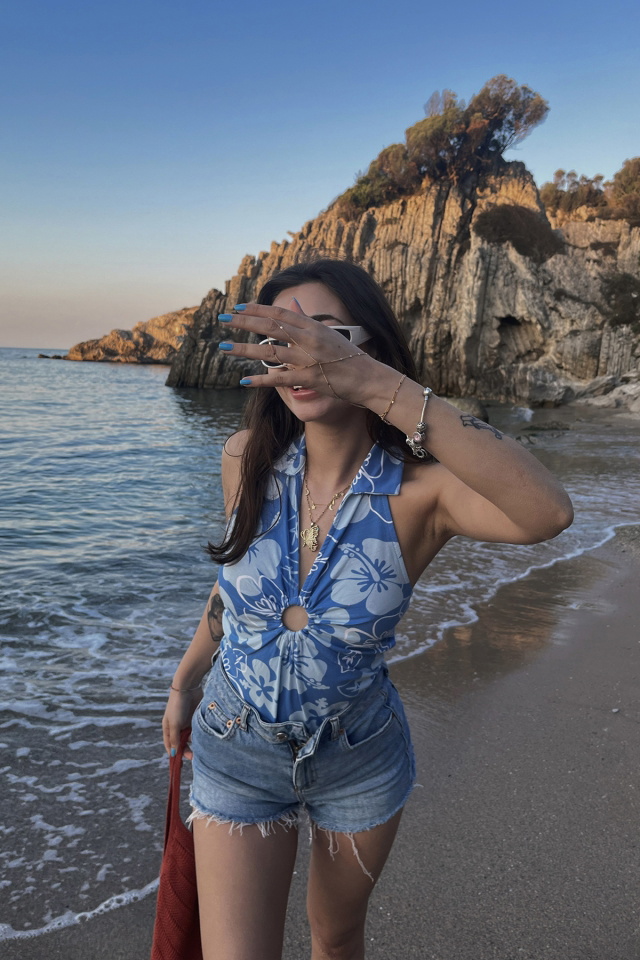 Mavi Gömlek Yaka Bodysuit ATE4921 - 4