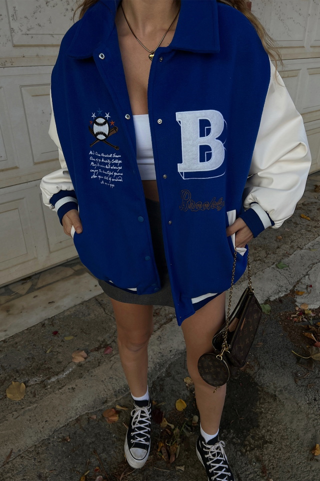 Mavi Harf Baskılı Kolej Ceket ATE2534 - 2