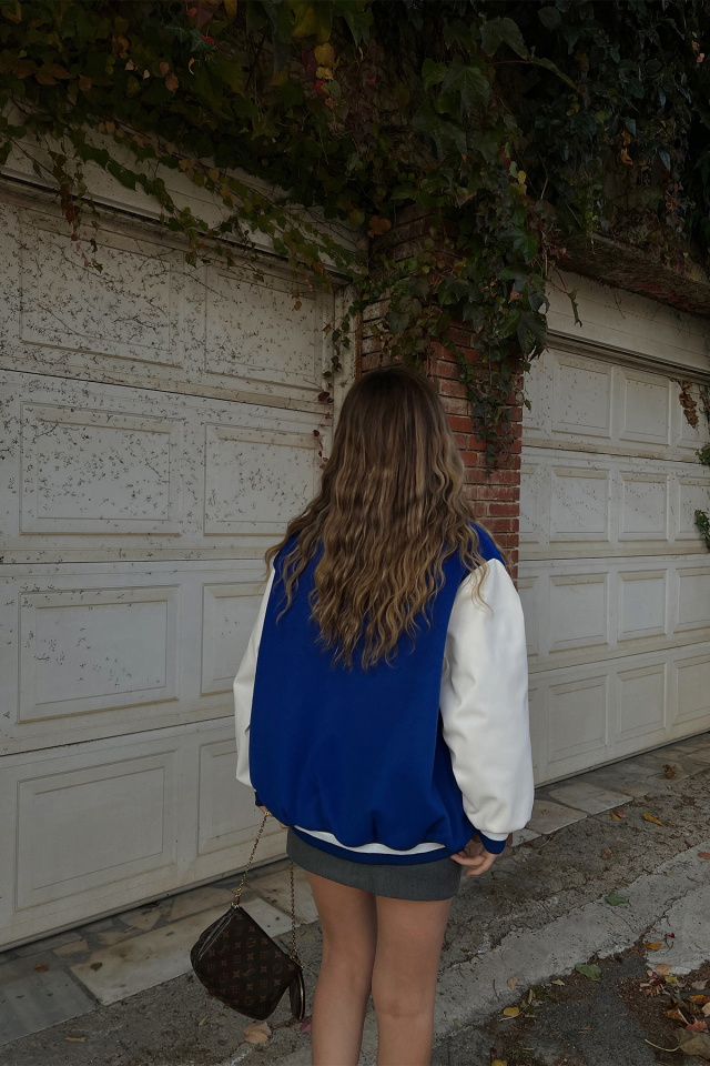 Mavi Harf Baskılı Kolej Ceket ATE2534 - 4