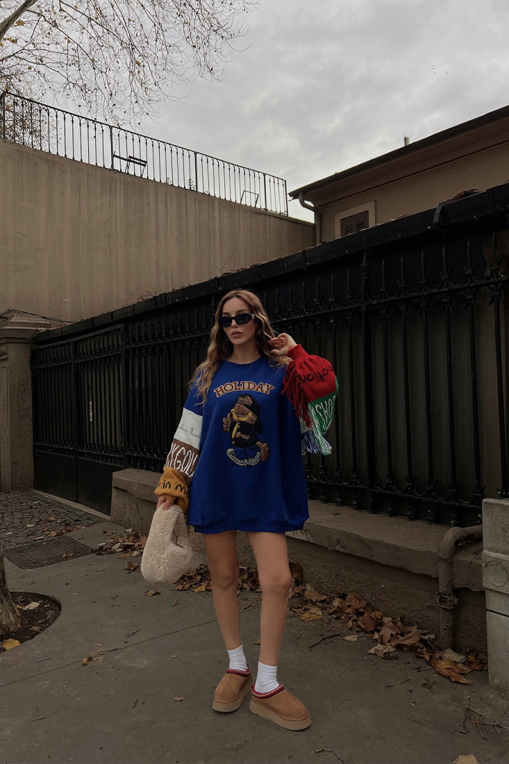 Mavi Holiday Baskılı Sweat ATE2971 - EYYO