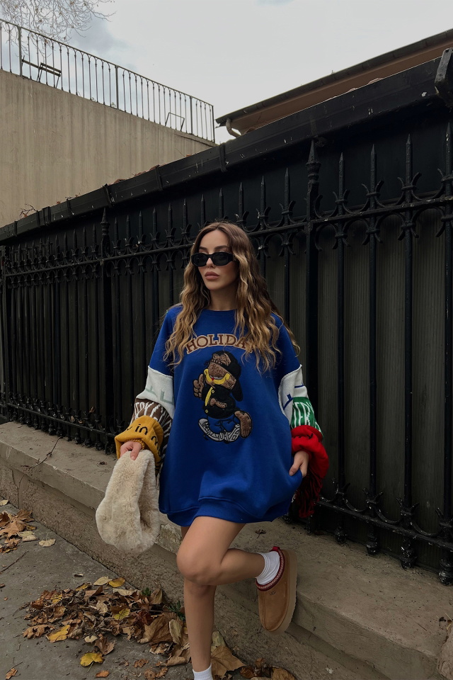 Mavi Holiday Baskılı Sweat ATE2971 - 3