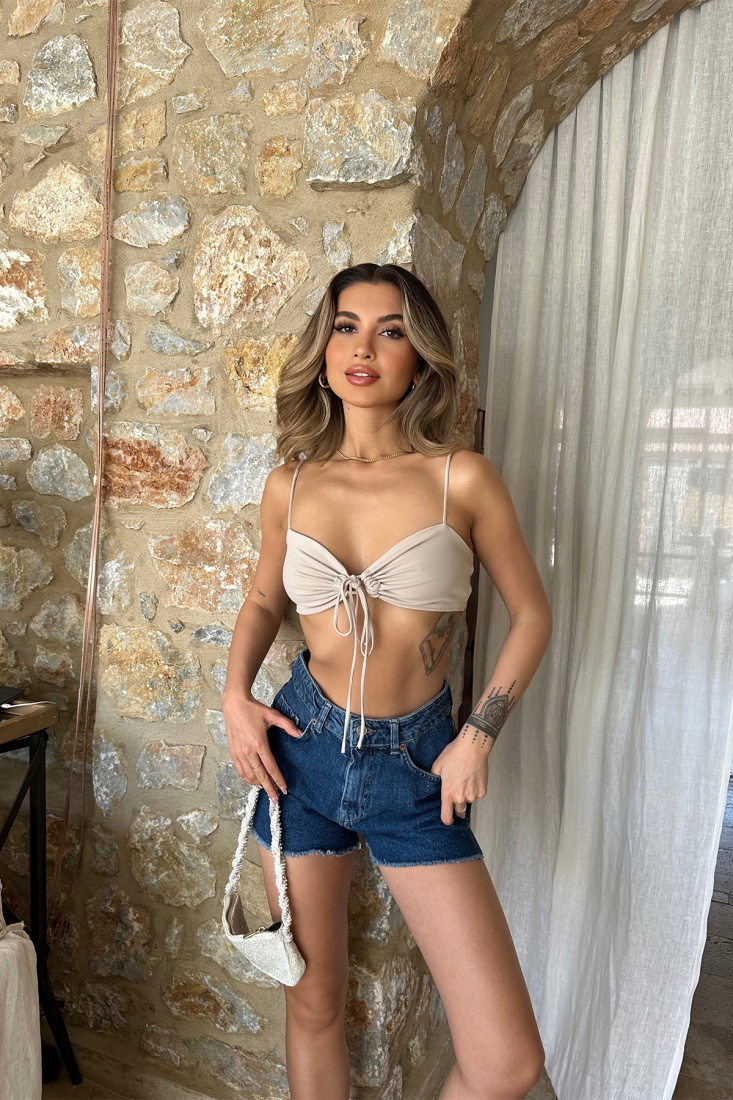 Dark Blue Denim Şort Etek ATE6390 - EYYO