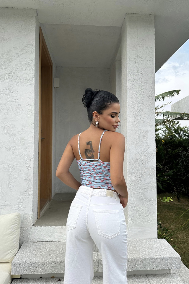 Mavi Önden Bağlamalı Crop Top ATE7888