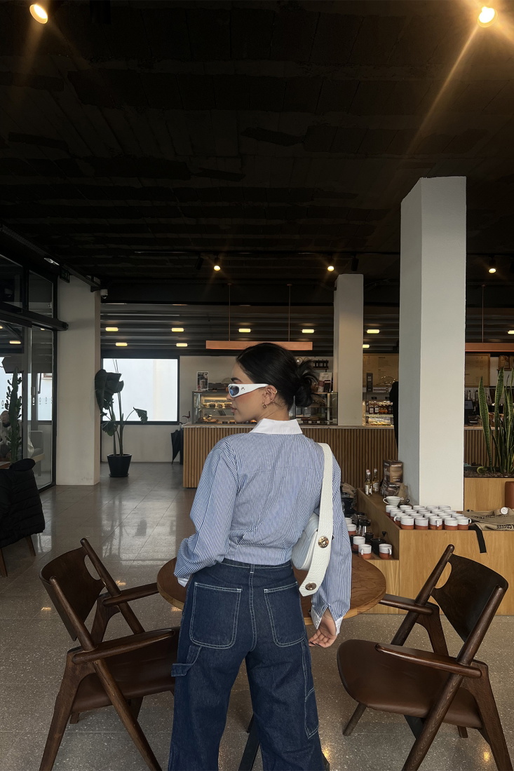 Mavi Önden Bağlamalı Crop Gömlek ATE3997 - EYYO