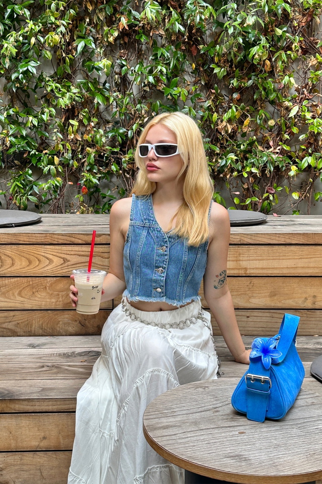 Mavi Önü Düğmeli Denim Yelek ATE7561 - 5