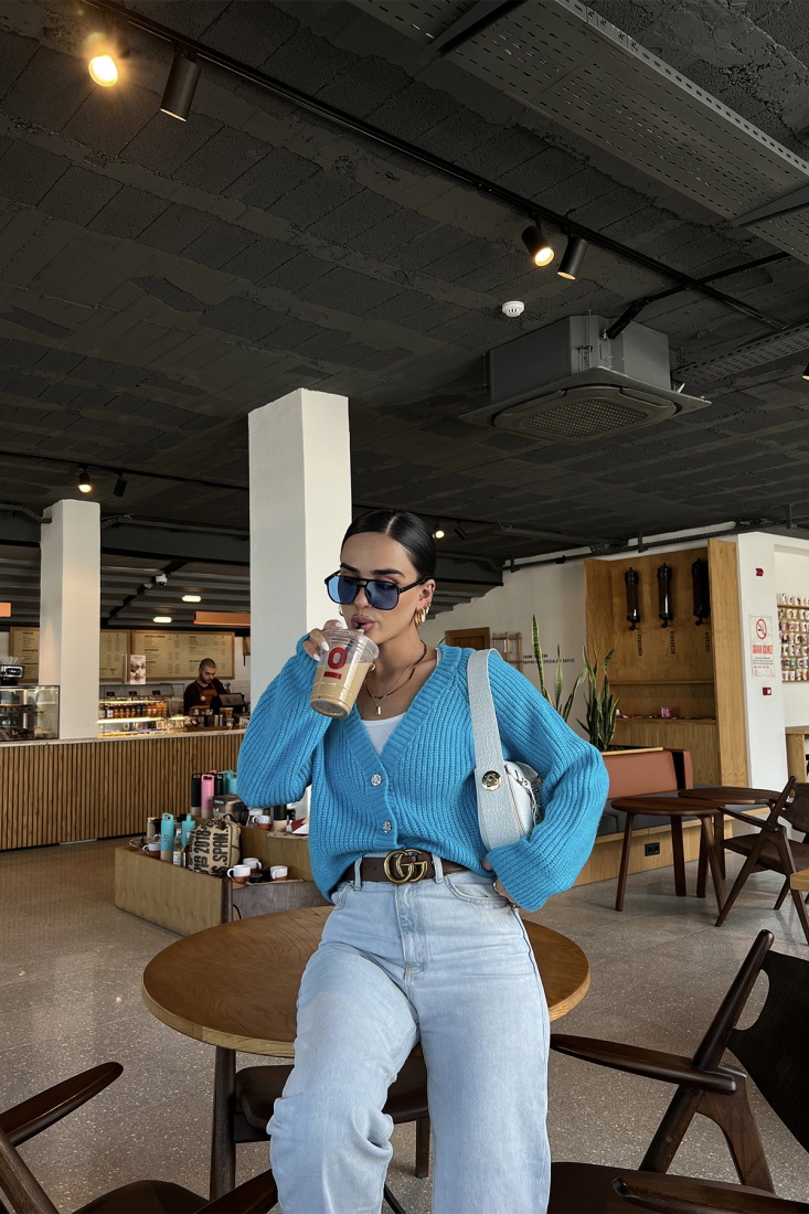 Mavi Önü Düğmeli Hırka ATE2424 - EYYO