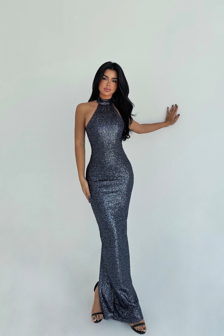 Mavi Shion Payetli Elbise ATE-3354 - EYYO