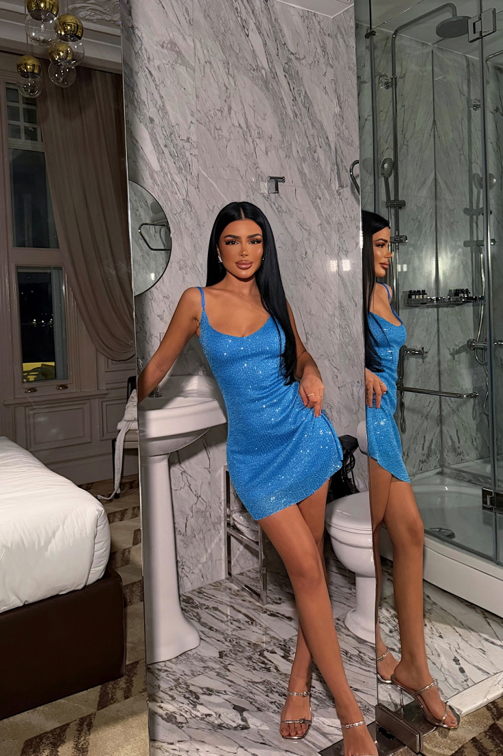 Mavi Cozhy Mini Payetli Elbise ATE-3981 - EYYO