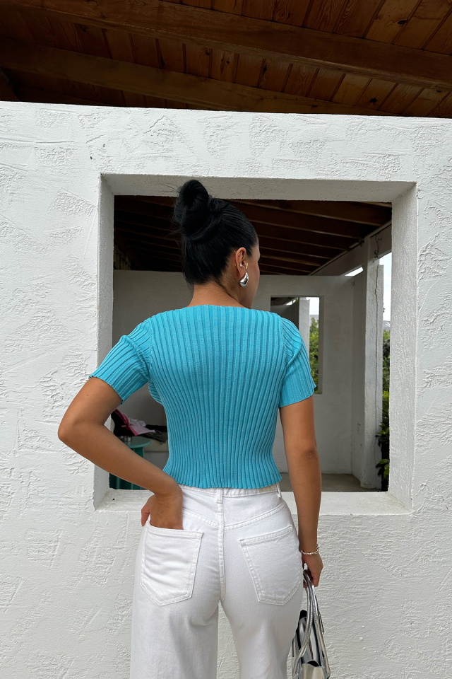 Mavi Triko Crop Top