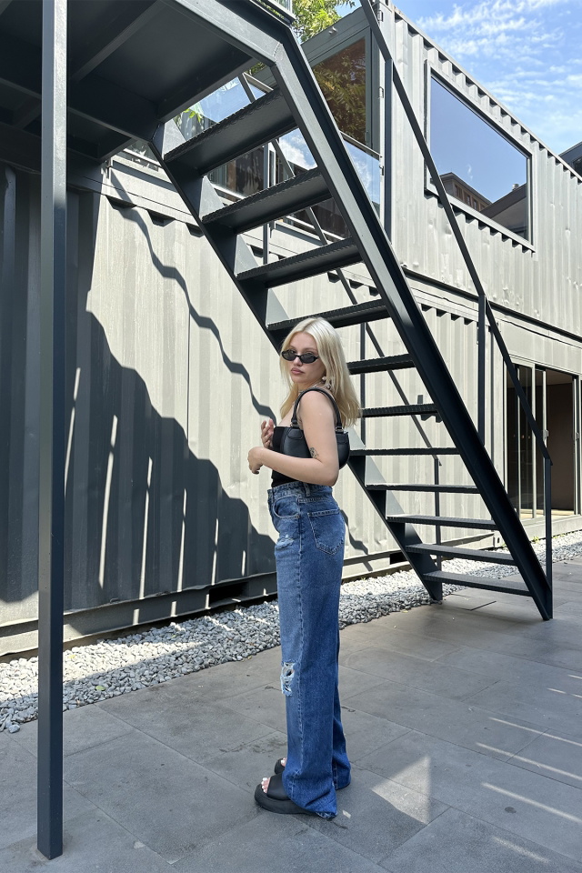 Mavi Yırtık jean ATE7556 - 6