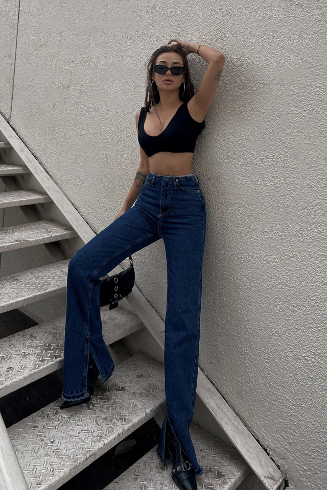 Mavi Yırtmaç Detay Jean ATE3530