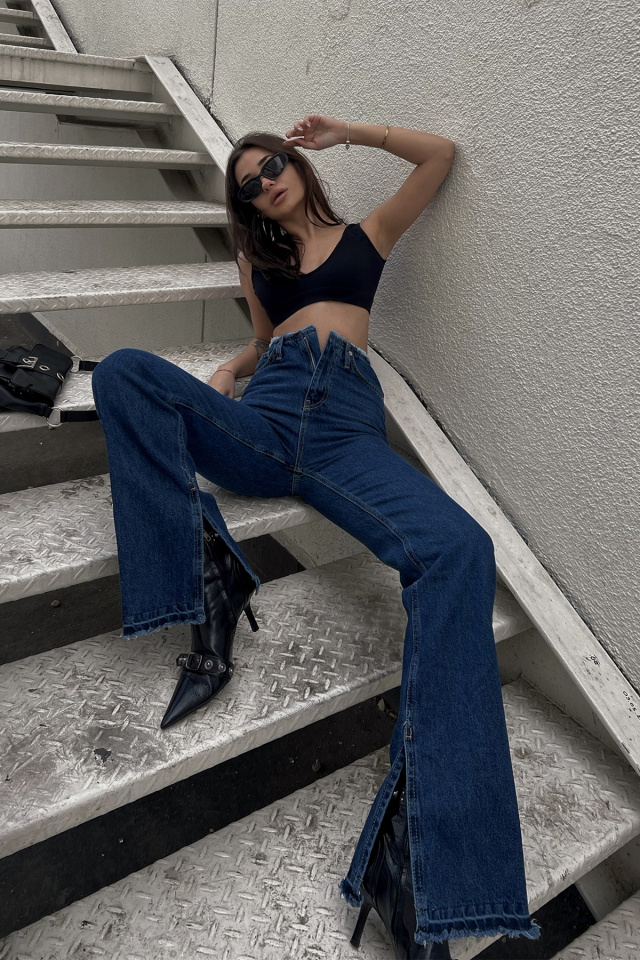 Mavi Yırtmaç Detay Jean ATE3530 - 1