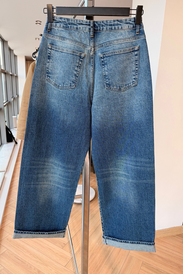 Mavi Yüksek Bel Bol paça Pabtolon ATE-5042 - 4