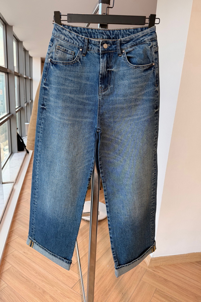 Mavi Yüksek Bel Bol paça Pabtolon ATE-5042 - 5