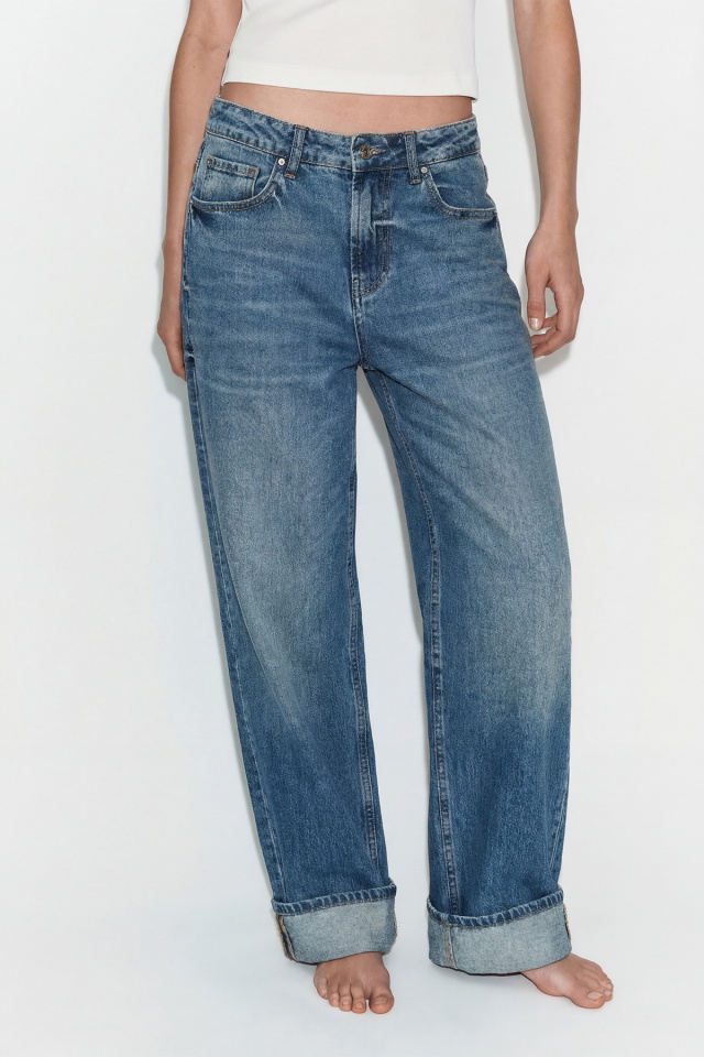 Mavi Yüksek Bel Bol Paça Pantolon ATE-5042 - 7