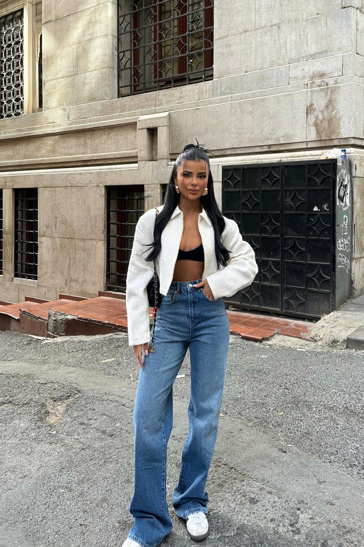 Mavi Yüksek Bel Jean ATE-0242 - EYYO