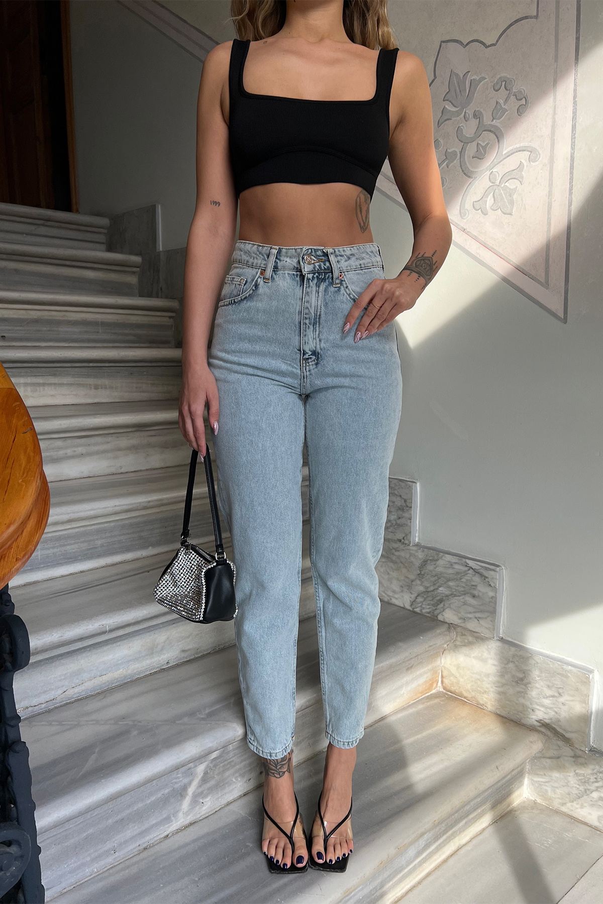 Mavi Yüksek Bel Jean ATE4422 - 2