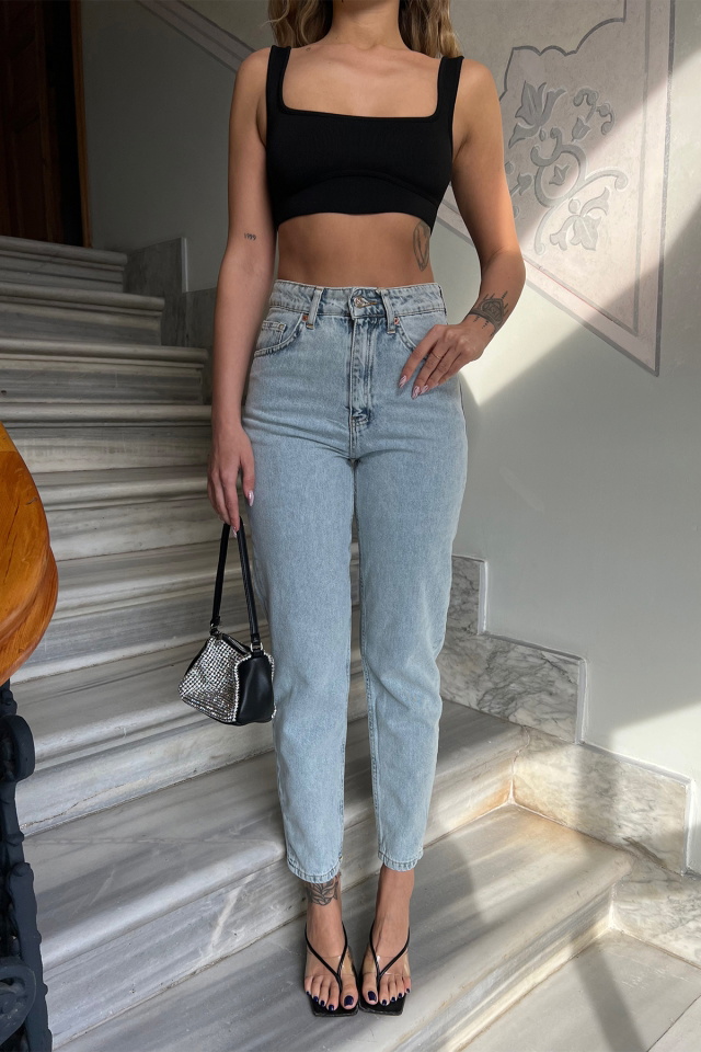 Mavi Yüksek Bel Jean ATE4422 - 2