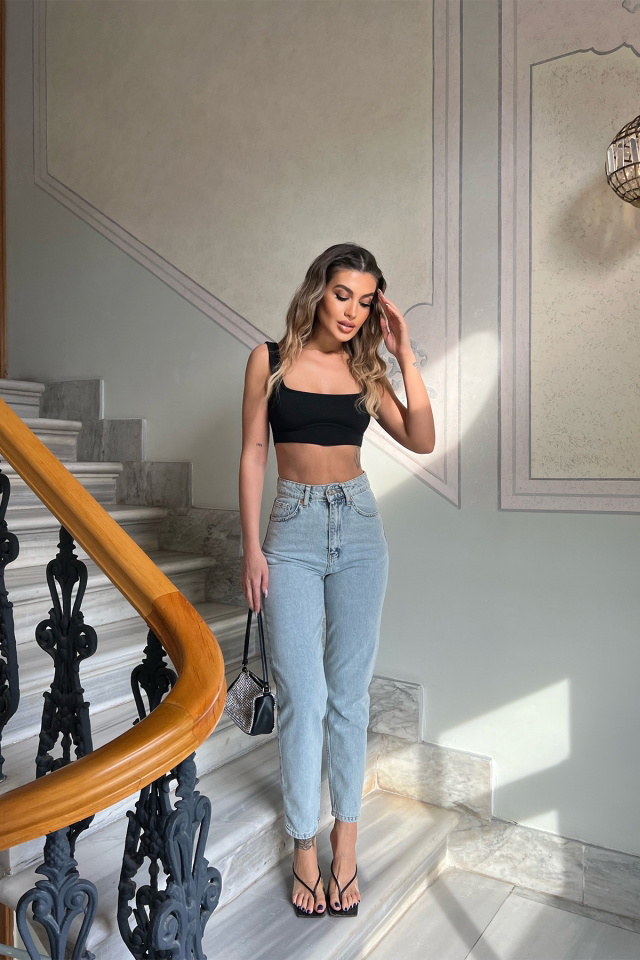 Mavi Yüksek Bel Jean ATE4422 - 3
