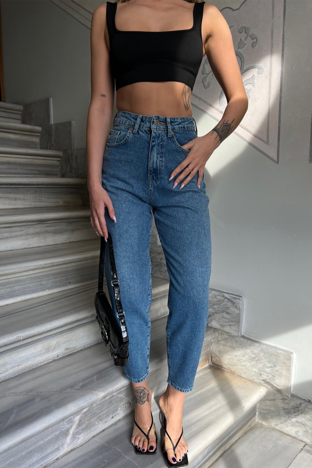 Mavi Yüksek Bel Jean ATE4433 - 2