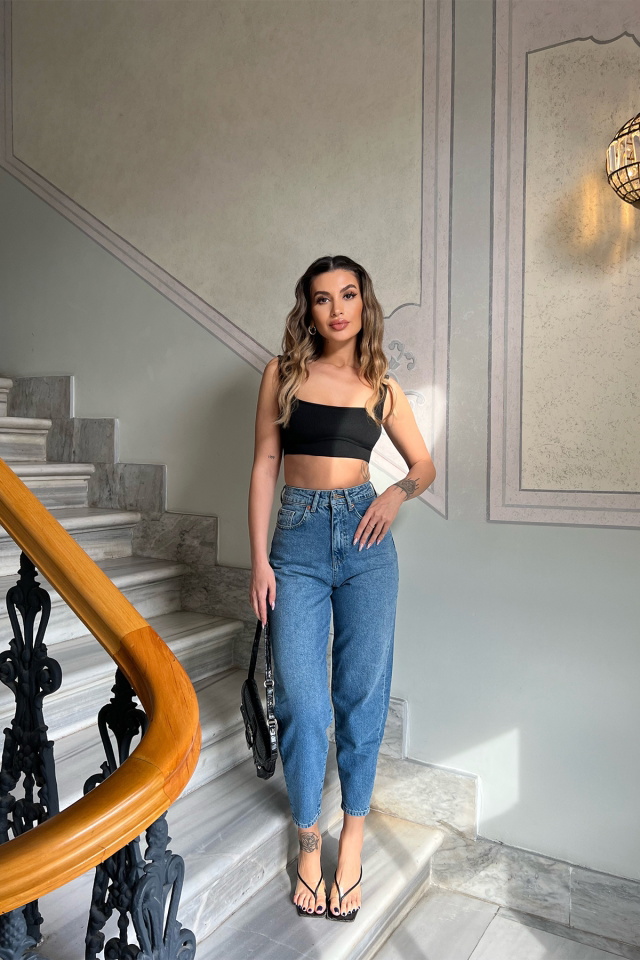 Mavi Yüksek Bel Jean ATE4433 