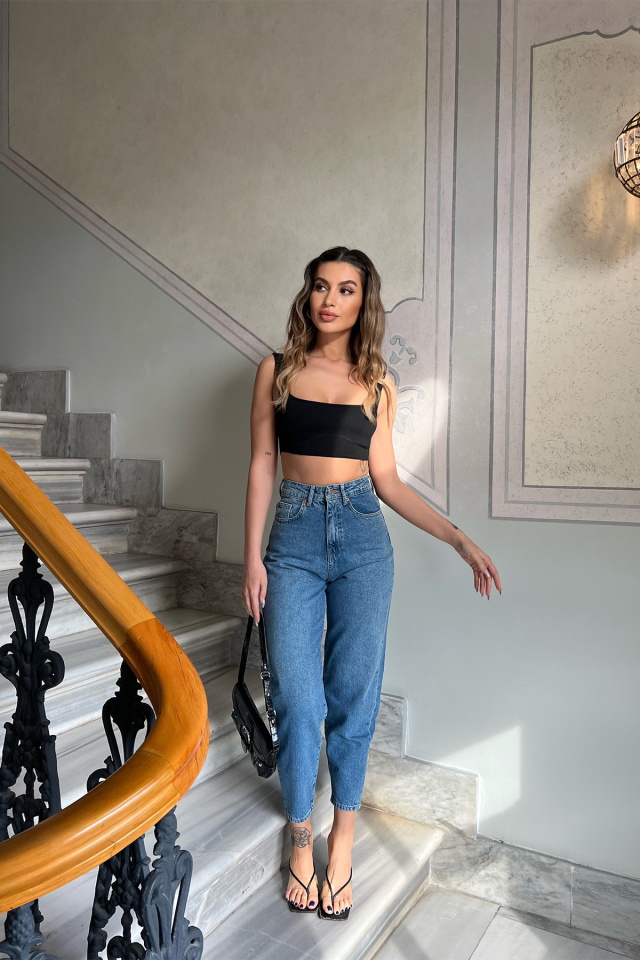 Mavi Yüksek Bel Jean ATE4433 - 4