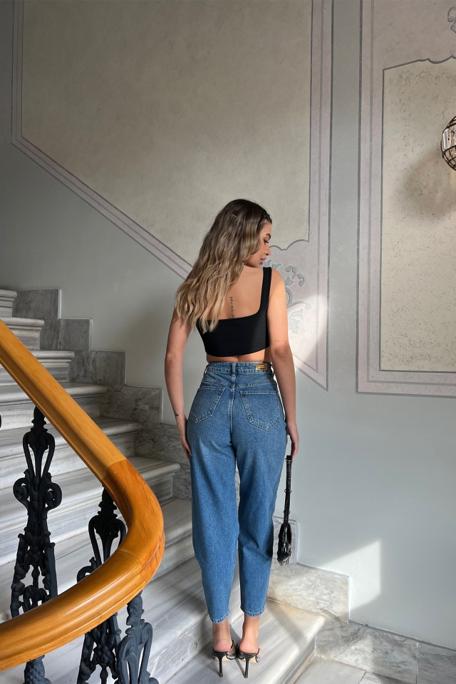 Mavi Yüksek Bel Jean ATE4433 - 5