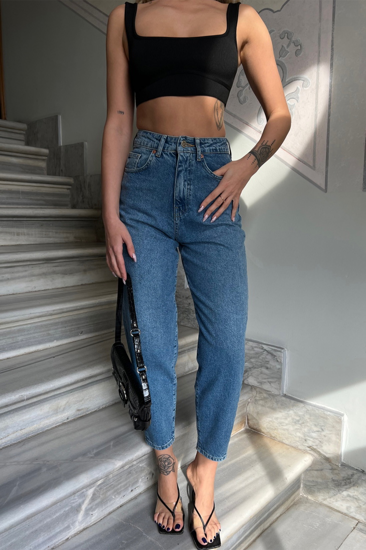 Mavi Yüksek Bel Jean ATE4433 - EYYO