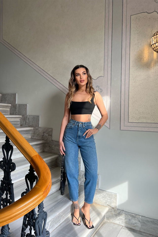 Mavi Yüksek Bel Jean ATE4433 - 3