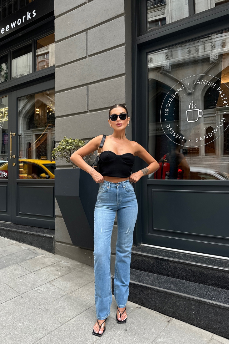 Mavi Yüksek Bel Jean ATE7121 - EYYO