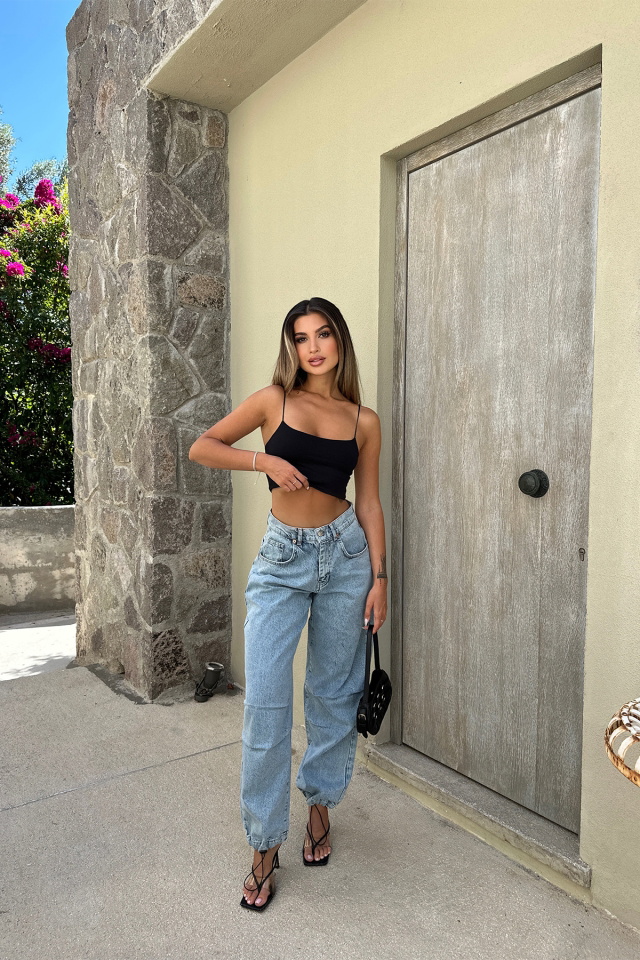 Mavi Yüksek Bel Jean ATE7359 - 5