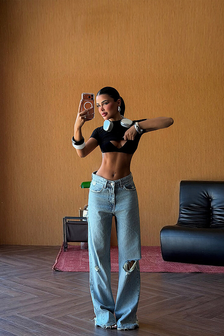 Mavi Yüksek Bel Pantolon ATE-6039 - EYYO
