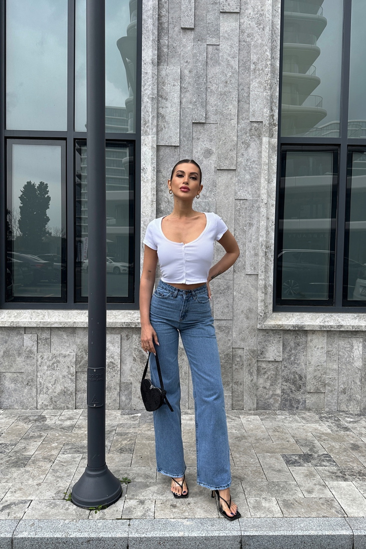 Mavi Yüksek Bel Pantolon ATE5157 - EYYO