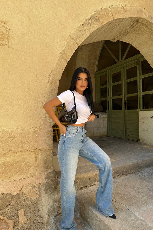 Mavi Yüksek Bel Pantolon ATE8364 - 4