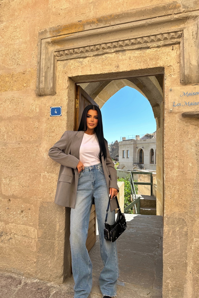 Mavi Yüksek Bel Pantolon ATE8364 - 