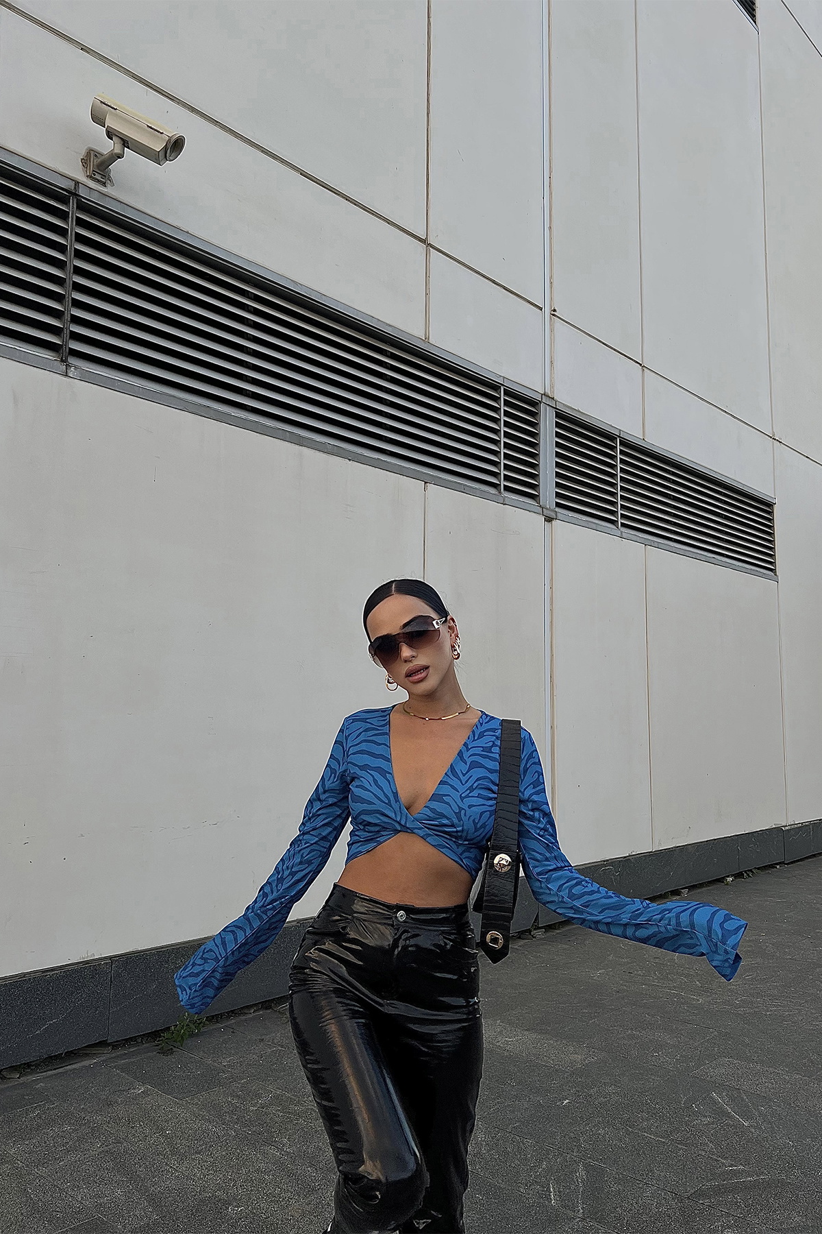 Mavi Zebra Desen Crop Top - 3